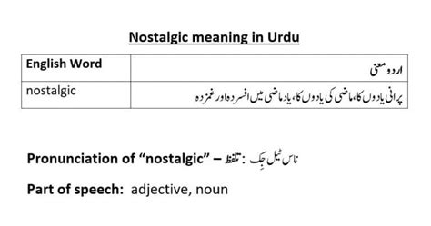 nostalgic meaning in urdu